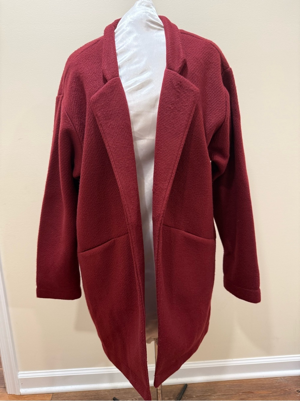NWT - Express Open-Front Maroon Jacket Style Cardigan (sz - lg)